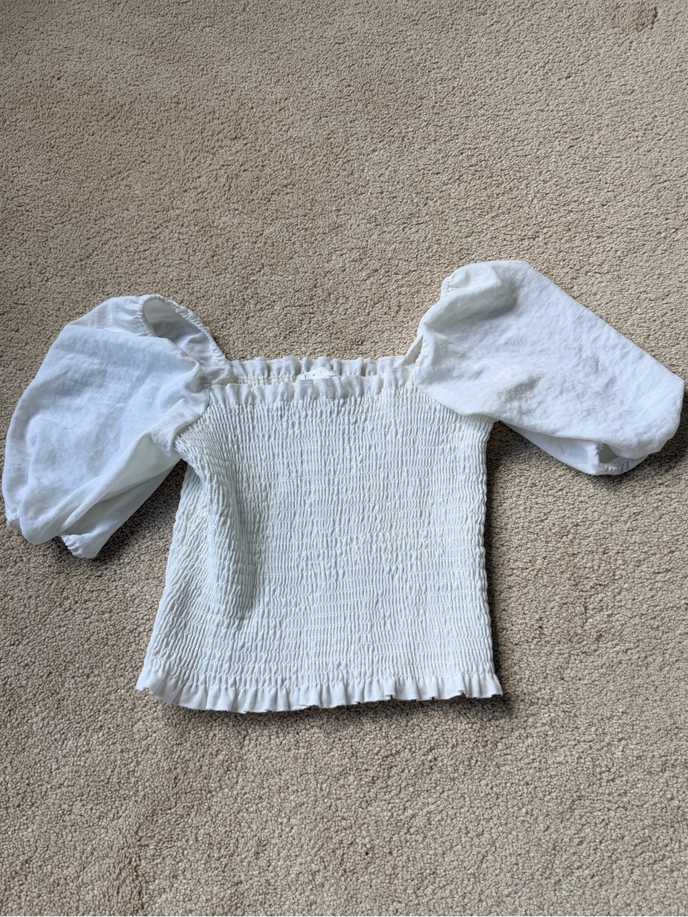 Leith white puff sleeve top xs